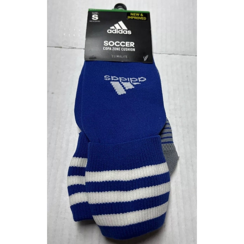 Adidas Soccer Copa Zone Cushion Climalite Socks Unisex SZ SM Blue/Gray/White